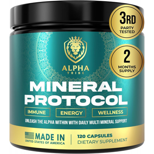 Mineral Protocol — мультивитаминные и минеральные капсулы для ежедневного использования для мужчин | Органический морской мох, масло черного тмина, куркума, ашваганда, пузыреплодник, лопух, витамин С и бузина манука.