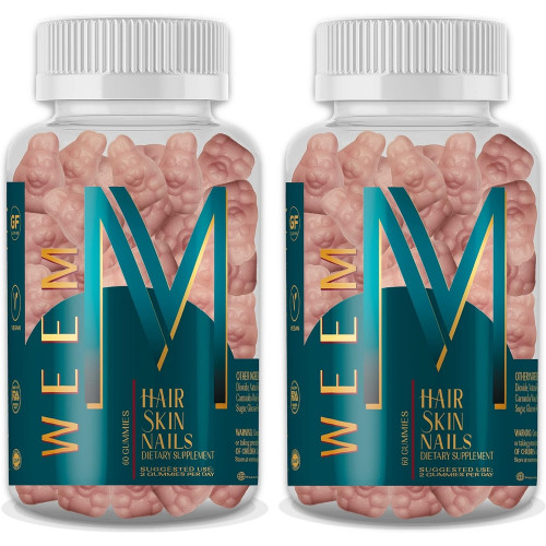 WEEM Hair Skin and Nails Gummies - Підтримує здоров'я волосся - Веганські біотинові вітаміни для жінок і чоловіків Підтримують швидший ріст волосся, зміцнюють нігті, здорову шкіру, додаткову силу 10 000 мкг (2)