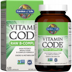 Garden of Life Vitamin B Complex - Vitamin Code Raw B Complex - 120 веганських капсул, високоефективний комплекс вітамінів B для енергії та метаболізму з B6, фолієвою кислотою та B12 у вигляді метилкобаламіну та пробіотиків