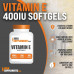 BulkSupplements.com Softgels з вітаміном Е 400 МО - добавки з вітаміном Е, капсули з вітаміном Е - антиоксидантна підтримка, капсули з вітаміном Е - без глютену, 1 капсула на порцію, 180 капсул