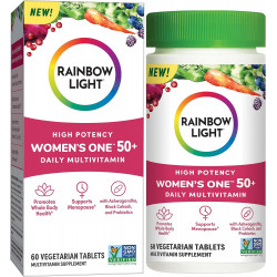 Мультивітаміни Rainbow Light для жінок 50+, вітамін C, D і цинк, пробіотики, Women’s One 50+ Multivitamin Provides Effect Immunity Support, Non-GMO, Vegetarian, 60 Tablets