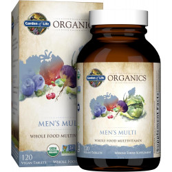 Garden of Life Organics Whole Food Multivitamin для чоловіків, 120 таблеток, веганські чоловічі вітаміни та мінерали для здоров’я та благополуччя чоловіків, сертифікований органічний веганський чоловічий мультивітамін