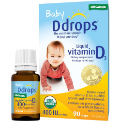 Ddrops Organic Baby 400 МО 90 крапель - щоденна рідина з вітаміном D для немовлят. Підтримує здоров'я зубів і кісток. Без консервантів, без цукру, без ГМО, проти алергії