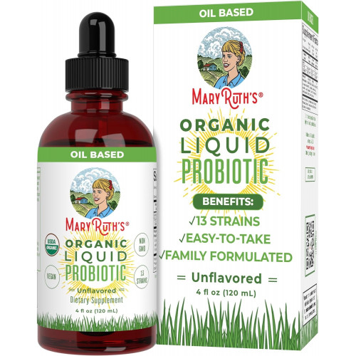 MaryRuth Organics USDA Organic Liquid Probiotic, Здоровье пищеварительной системы, Здоровье кишечника, Пробиотики для женщин, Пробиотики для мужчин, Пробиотики для детей, Пробиотик Acidophilus, Веганский, Без ГМО, 40 порций