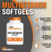 BulkSupplements.com Multivitamin Softgels - щоденні мультивітаміни, мультимінеральна добавка, мультивітаміни для дорослих з риб'ячим жиром - без глютену, 1 м'яка капсула на порцію, 90 штук (упаковка з 1)