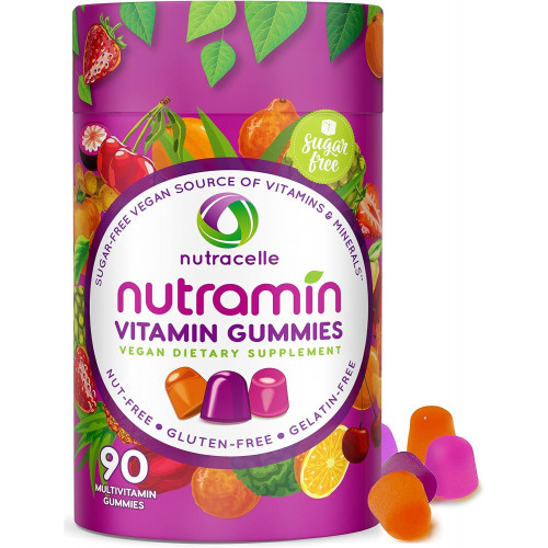 NUTRAMIN Daily Vegan Keto Multivitamin Gummies Вітамін C, D2 і цинк для імунітету, на рослинній основі, без цукру, без горіхів, без глютену, з біотином, вітамінами A, B, B6, B12 та іншими 90 кількостями, 45 днів