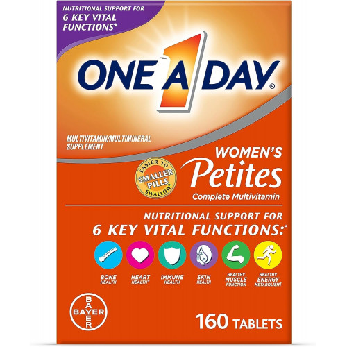 One A Day Women’s Petites Multivitamin, добавка з вітамінами A, C, D, E та цинком для підтримки імунного здоров’я, вітамінами групи B, біотином, фолієвою кислотою (у вигляді фолієвої кислоти) тощо, таблетка, 160 шт.