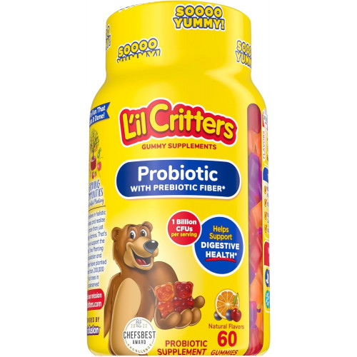 L'il Critters Probiotic Daily Gummy Deldested для дітей, для травної охорони здоров’я, винограду, вишневого та помаранчевого смаку, 60 гум.