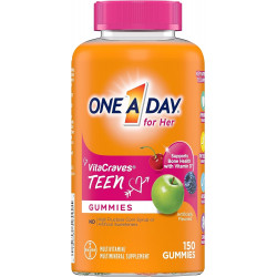 One A Day Teen for Her Multivitamin Gummies, Gummy Multivitamins з вітамінами A, C, D, E та цинком для підтримки імунного здоров’я, фізичної енергії та іншого, 150 шт.