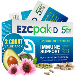 EZC Pak+D 5-Day Tapered Immune System Booster - вітамінна добавка для підтримки імунітету, ехінацея, цинк, вітамін C і вітамін D, підтримка імунної системи для дорослих (упаковка з 2 шт.)