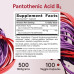 Jarrow Formulas Pantothenic Acid B5 500 мг, дієтична добавка, вітамін B5 для підтримки гормонів надниркових залоз і метаболізму клітинної енергії, 100 вегетаріанських капсул, запас на 100 днів