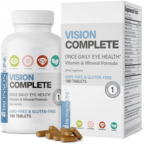 Bronson ONE Daily Vision Complete Eye Health Support Multivitamin Multimineral Supplement Formula, 180 таблеток