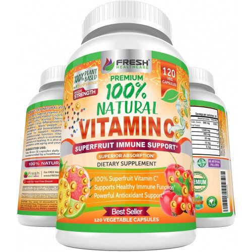 Возможно, вы имели в виду: Natural Vitamin C - 100% from Rose Hips, Acerola Cherry and Camu Camu Superfruit 500 mg - High Absorption - Immune Support, Skin, Joint and Collagen Booster with Citrus Bioflavonoids - 120 Capsules