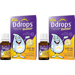 Ddrops Kids Booster 600IU 100 капель — ежедневный жидкий витамин D для детей. Поддержите крепкие кости и иммунную систему у детей. Без консервантов, без сахара, без ГМО, гипоаллергенный (упаковка из 2 шт.)