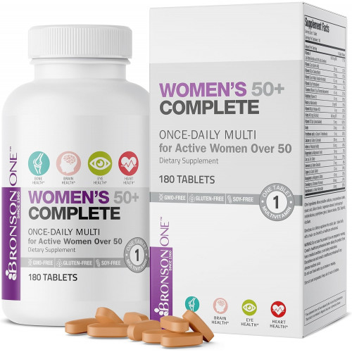 Bronson ONE Daily Women's 50+ Complete Multivitamin Multimineral, 180 таблеток