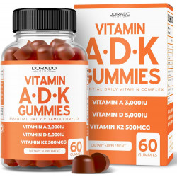 ADK Gummies Вітамін D3 K2 Gummies (60 жучок без цукру) Вітамін D3 K2 10000 МО/ 5000iu - Адк Вітамінна добавка - Вітамін АДК - Вітамін D&K - Адк 10 вітамінів - Веган - Не ГМО - США Виготовлені