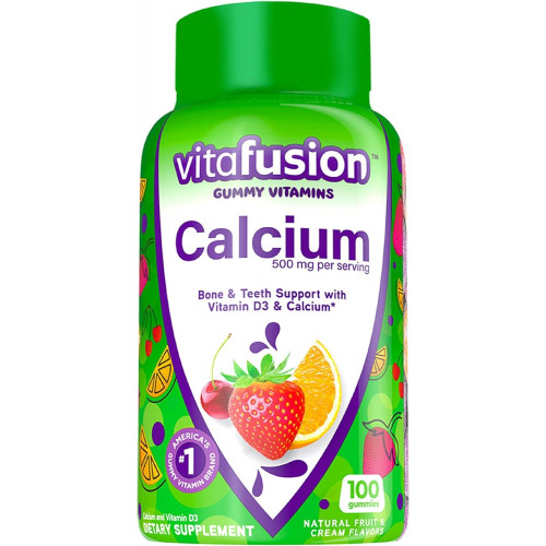 Vitafusion Chewable Calcium Gummy Vitamins for Bone and Teeth Support, Fruit and Cream Flavored, America's Number 1 Gummy Vitamins, 50-денний запас, 100 шт.