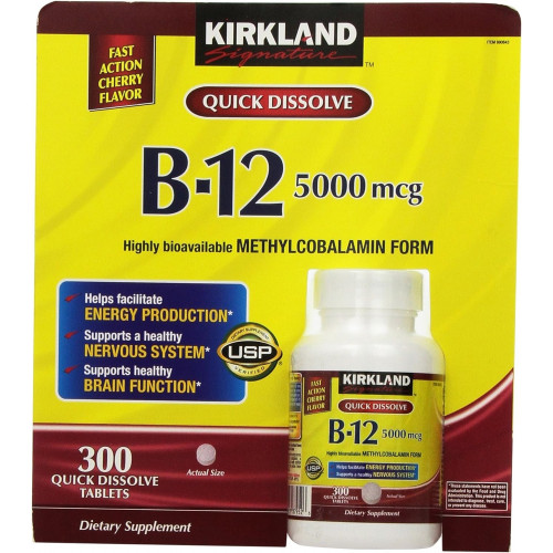 Kirkland Signature Quick Dissolve B-12 5000 мкг, 300 таблеток