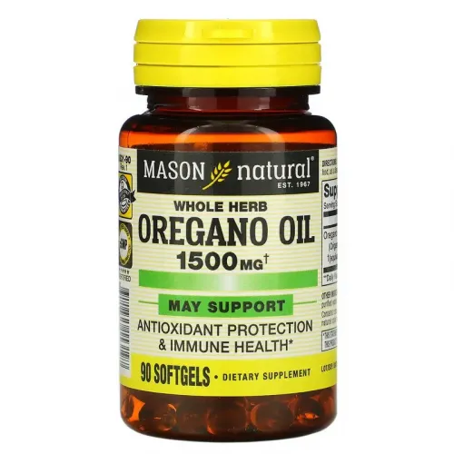 Масло Орегано 1500 мг, Oregano Oil, Mason Natural, 90 гелевих капсул 