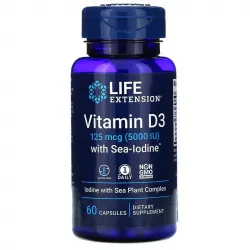 Life Extension, вітамін D3 з Sea-Iodine, 125 мкг (5000 МО), 60 капсул 