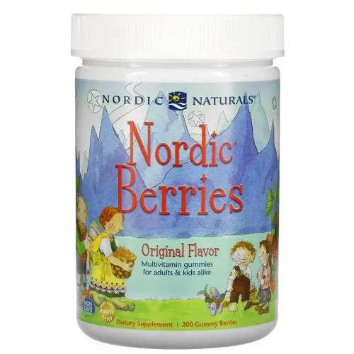 Nordic Naturals, Nordic Berries, мультивітамінні жувальні цукерки, оригінальний смак, 200 ягід-жувальних цукерок