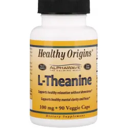 L-теанін, L-Theanine, Healthy Origins, 100 мг, 90 капсул 