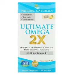 Nordic Naturals, Ultimate Omega 2X, зі смаком лимона, 2150 мг, 60 м'яких пігулок 