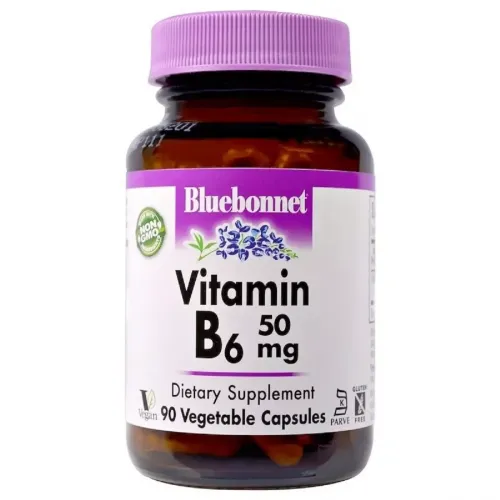 Вітамін B6 50 мг, Vitamin B6, Bluebonnet Nutrition, 90 вегетаріанських капсул