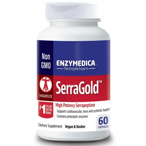 Enzymedica, SerraGold, высокоэффективная серрапептаза, 60 капсул