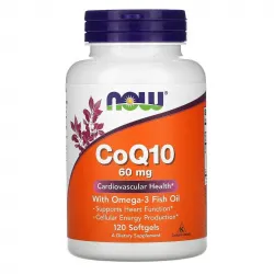 Now Foods, коэнзим Q10 с рыбьим жиром с омега-3, 60 мг, 120 капсул