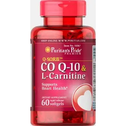 Коензим Q-10 + L-карнітин, Q-SORB ™ Co Q-10 30 mg plus L-Carnitine, Puritan's Pride, 250 мг, 60 капсул 