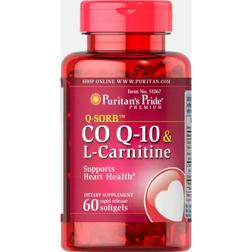 Коензим Q-10 + L-карнітин, Q-SORB ™ Co Q-10 30 mg plus L-Carnitine, Puritan's Pride, 250 мг, 60 капсул 