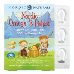 Nordic Naturals, Nordic Omega-3 Fishies, рыбки из омега-3, для детей в возрасте от 2 лет, вкус тутти-фрутти, 300 мг, 36 рыбок