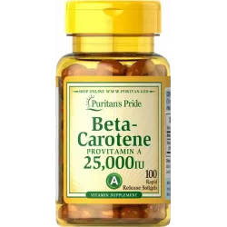 Бета-каротин, Beta-Carotene, Puritan's Pride, 25 000 МО, 100 гелевих капсул