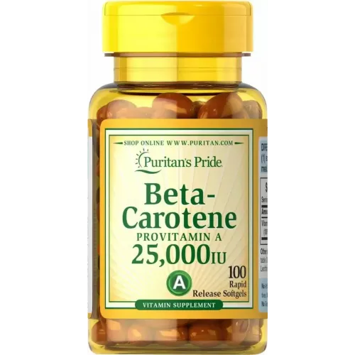 Бета-каротин, Beta-Carotene, Puritan's Pride, 25 000 МО, 100 гелевих капсул