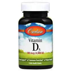 Вітамін Д, Vitamin D, Carlson Labs, 4000 МО, 120 гелевих капсул 