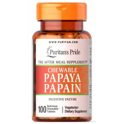 Папаин, Papaya Papain, Puritan's Pride, 100 жевательных таблеток