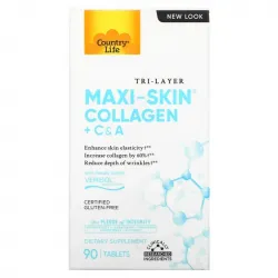 Country Life, Tri Layer Maxi-Skin Collagen, коллаген с витаминами C и A, 90 таблеток