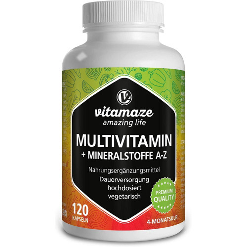 Мультивитамины, 23 ценных витамина и минералов от A до Z, Vitamaze - 120 капсул