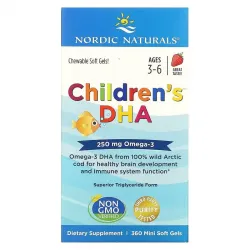 Nordic Naturals, ДГК для дітей, полуниці, для дітей 3–6 років, 250 мг, 360 желатинових міні-капсул