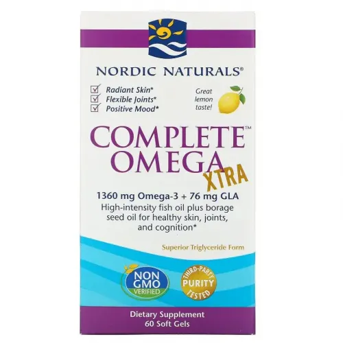 Nordic Naturals, Complete Omega Xtra зі смаком лимона, 1000 мг, 60 м'яких желатинових капсул 