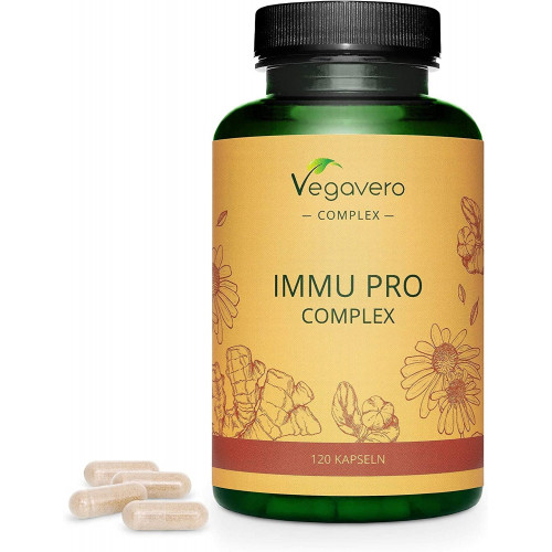 Комплекс Immu Pro от Vegavero® С эхинацеей, витамином С, витамином D3, селеном, имбирем и цинком 120 капсул