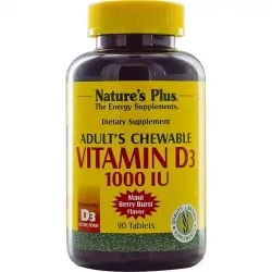 Nature's Plus, Adult's Chewable Vitamin D3, Maui Berry Burst Flavor 1000 IU, 90 таблеток