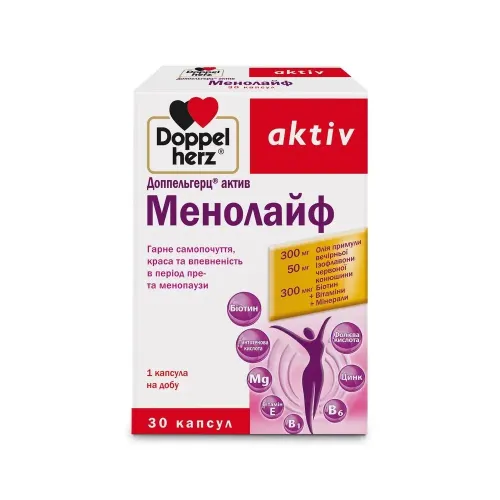 Doppelherz, Актив, Менолайф, у період пре- та менопаузи, 30 капсул