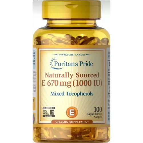 Вітамін Е, Vitamin E, Puritan's Pride, 1000 МО, натуральний, 100 гелевих капсул 