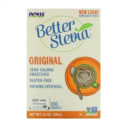 Now Foods, Original Better Stevia, підсолоджувач, що не містить калорій, 100 пакетиків, 100 г