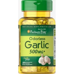 Чеснок, Odorless Garlic, без запаха, Puritan's Pride, 500 мг, 100 капсул