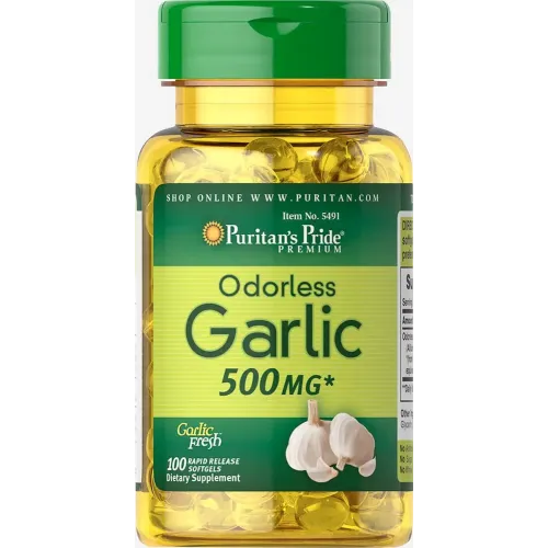 Часник, Odorless Garlic, без запаху, Puritan's Pride, 500 мг, 100 капсул 