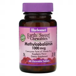 Bluebonnet Nutrition, EarthSweet, метилкобаламін, натуральний малиновий смак, 1000 мкг, 60 жувальних пігулок