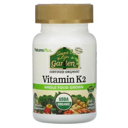 Nature's Plus, Source of Life, Garden, Vitamin K2 (вітамін К2), 120 мкг, 60 рослинних капсул